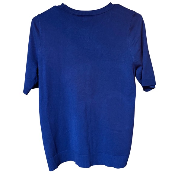 Chico's Dark Harbor Blue Short Sleeve Pullover Sweater NWT Size 0 - Picture 8 of 10